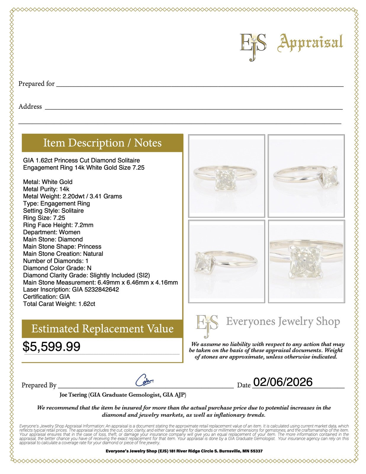 0.70ct Princess Cut Diamond Halo Engagement Ring — GIA Certified, 14k White Gold