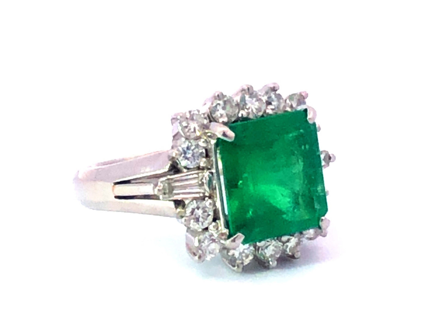 4.24ct Octagonal Colombian Emerald & Diamond Ring — GIA Certified, Platinum