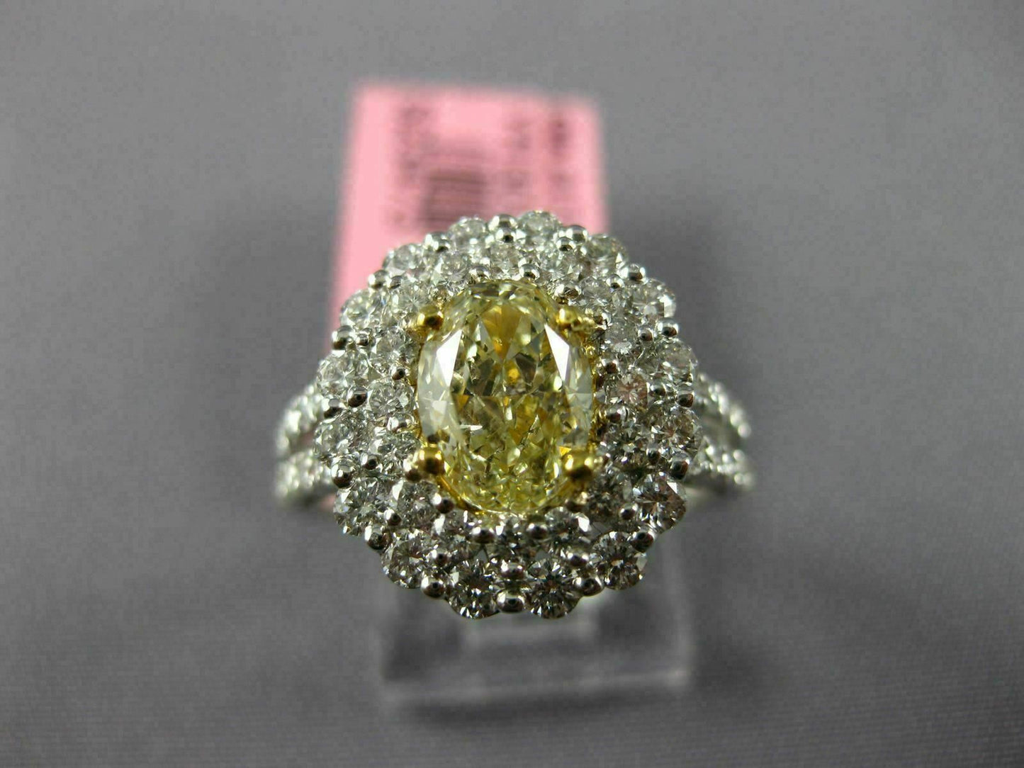 2.40ct Oval Diamond Halo Engagement Ring — GIA Certified, 18k Two-Tone Gold