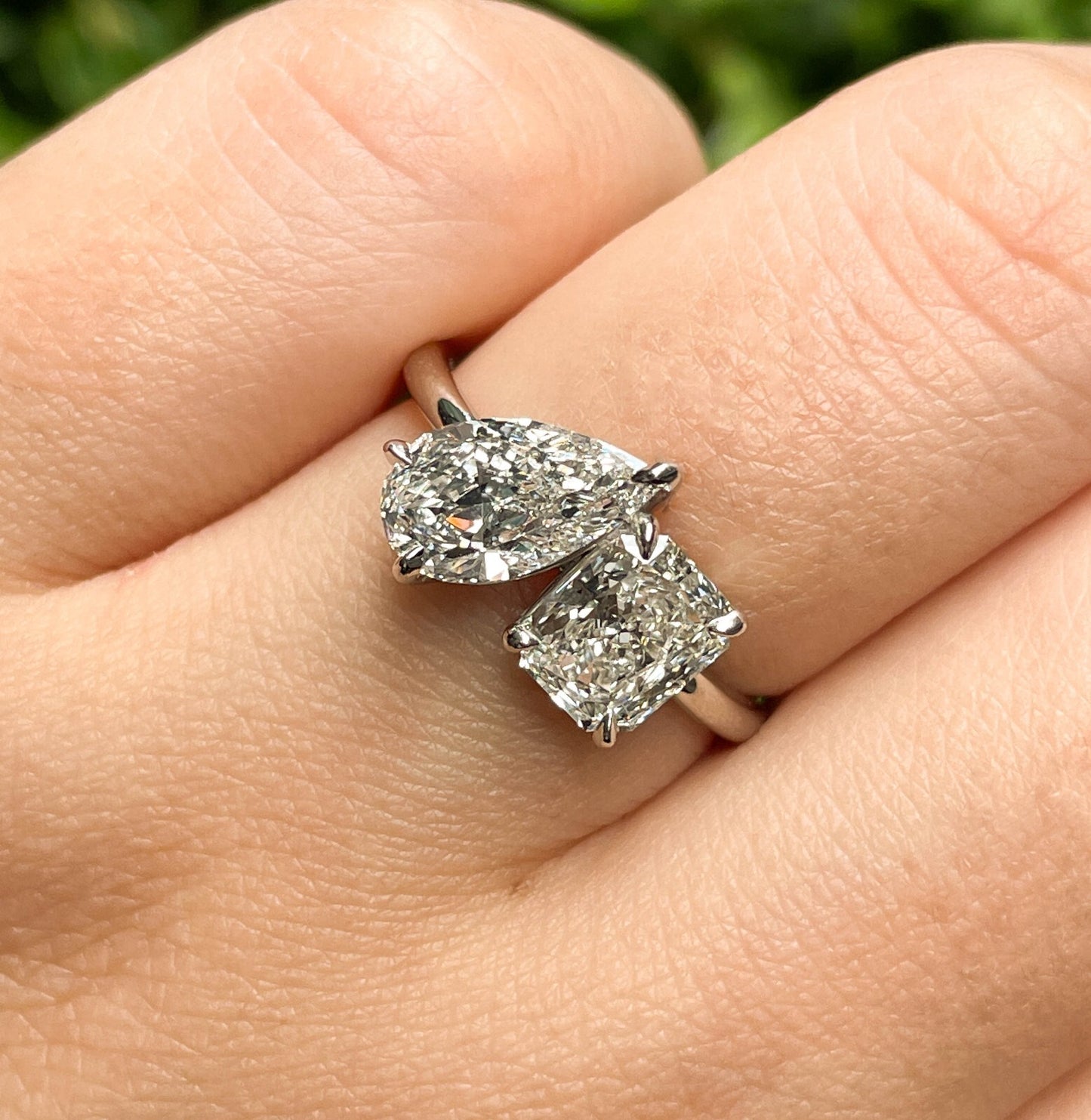 2.19ct Pear & Radiant Diamond Two-Stone Ring — GIA Certified, Platinum