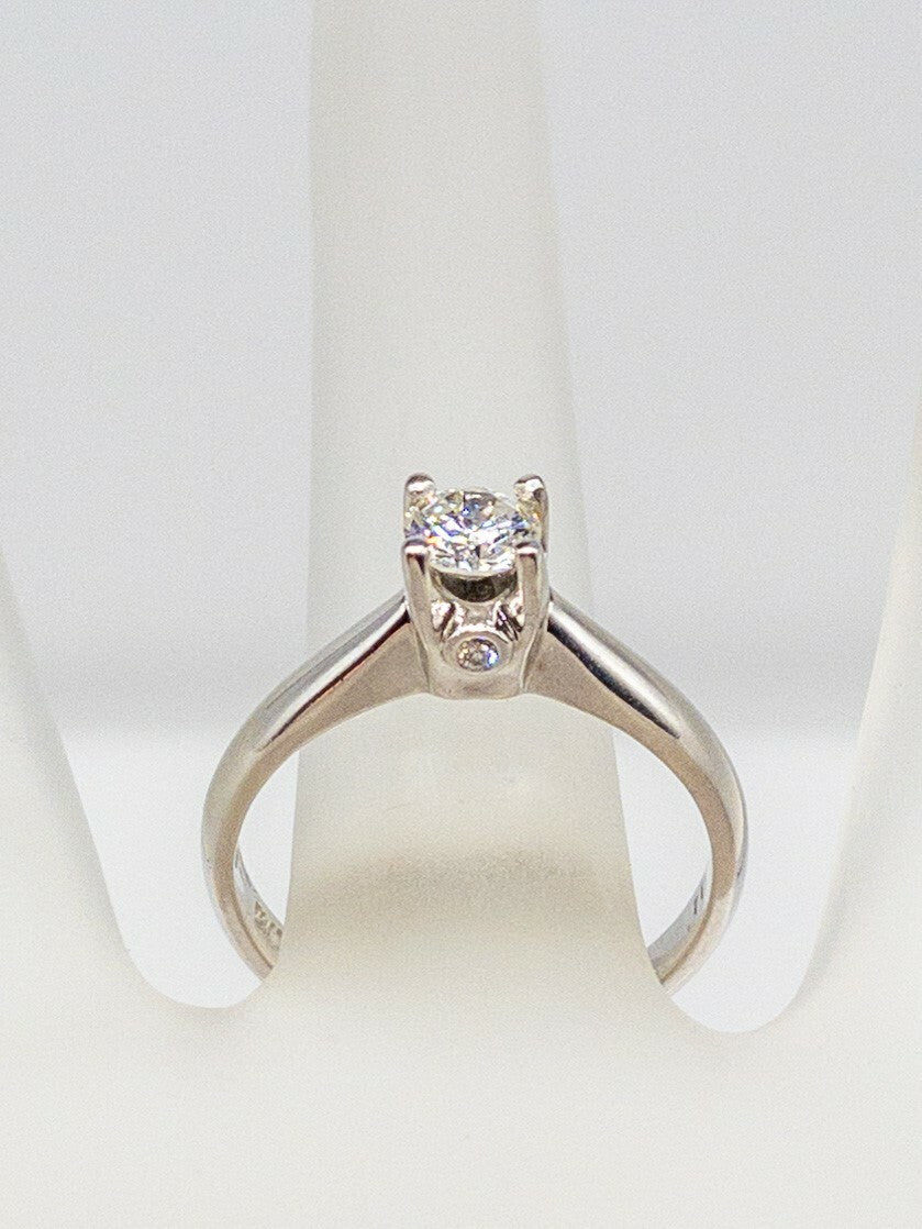 0.50ct Round Brilliant Diamond Cartier Ring — GIA Certified, 18k White Gold