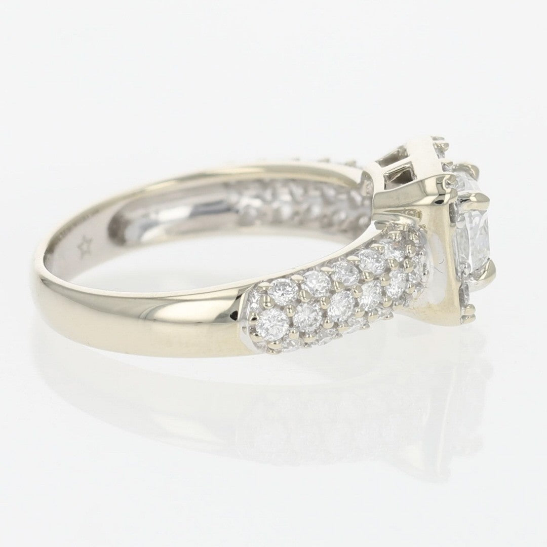 1.38ct Cushion Cut Diamond Halo Engagement Ring — GIA Certified, 14k White Gold