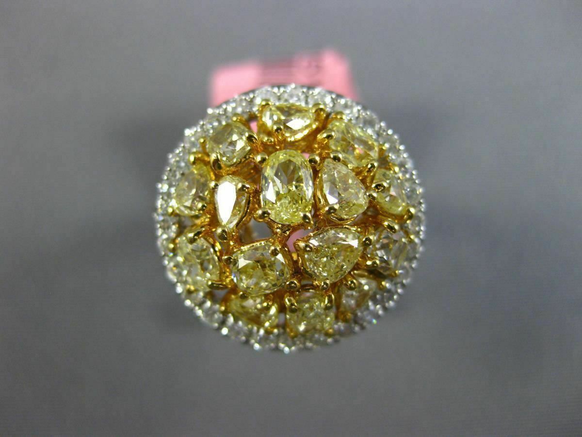 2.87ct Fancy Yellow & White Diamond 3D Cluster Ring — GIA Certified, 18k Two-Tone Gold
