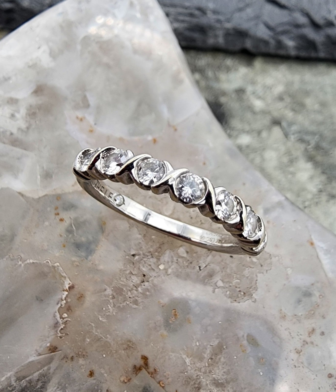 0.34ct Round Brilliant Diamond Row Band Ring — GIA Certified, 14k White Gold