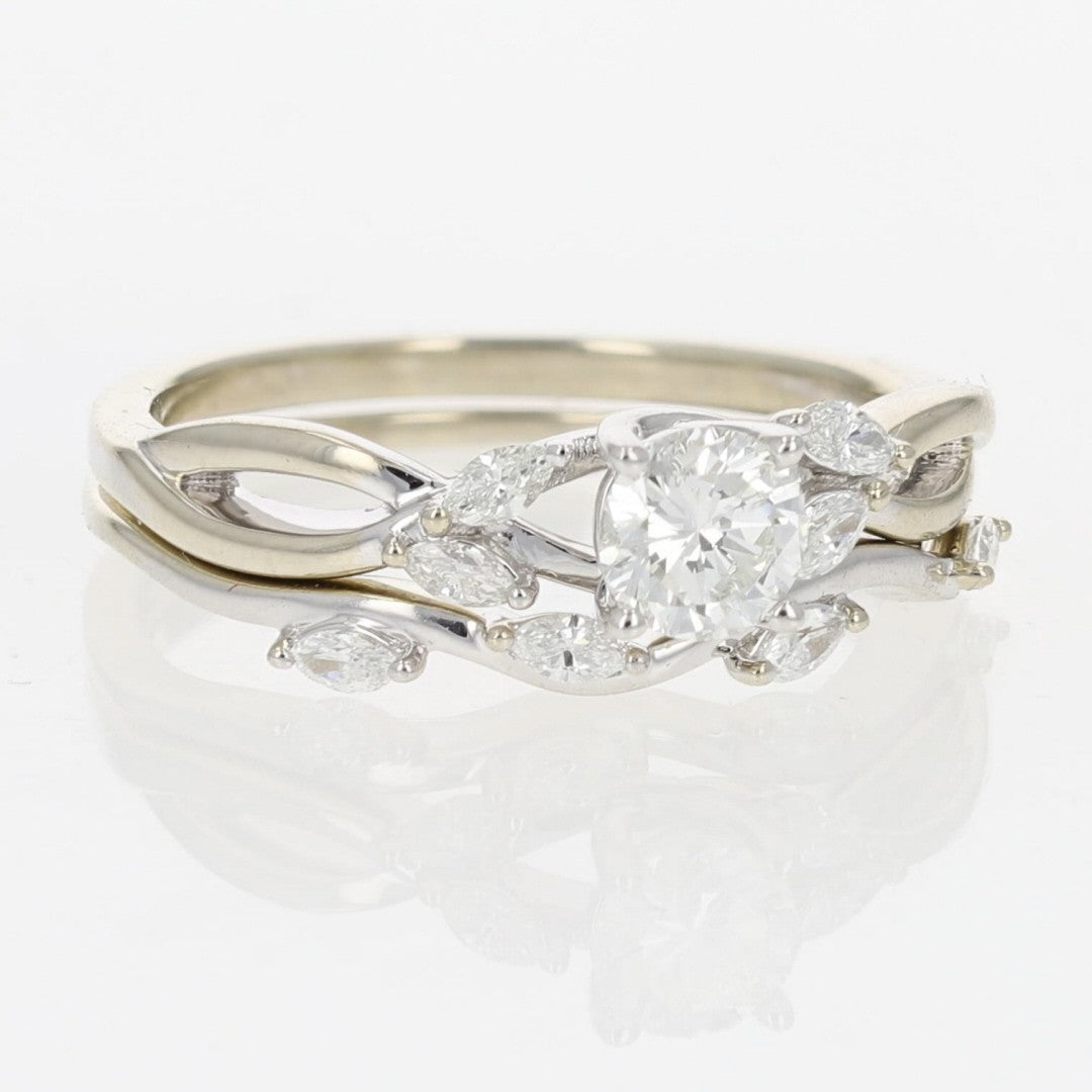 0.59ct Round Brilliant Halo Engagement Ring — GIA Certified, 18K White Gold