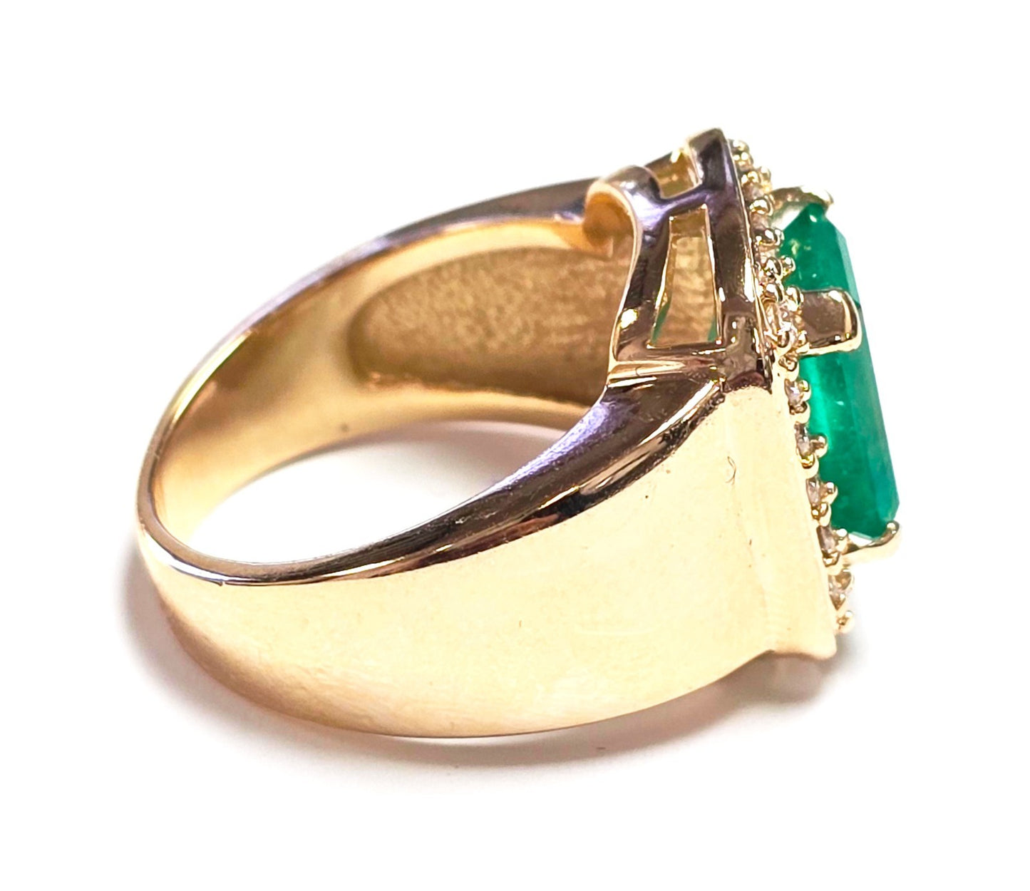 3.09ct Emerald Cut Colombian Emerald & Diamond Ring — GIA Certified, 14k Yellow Gold