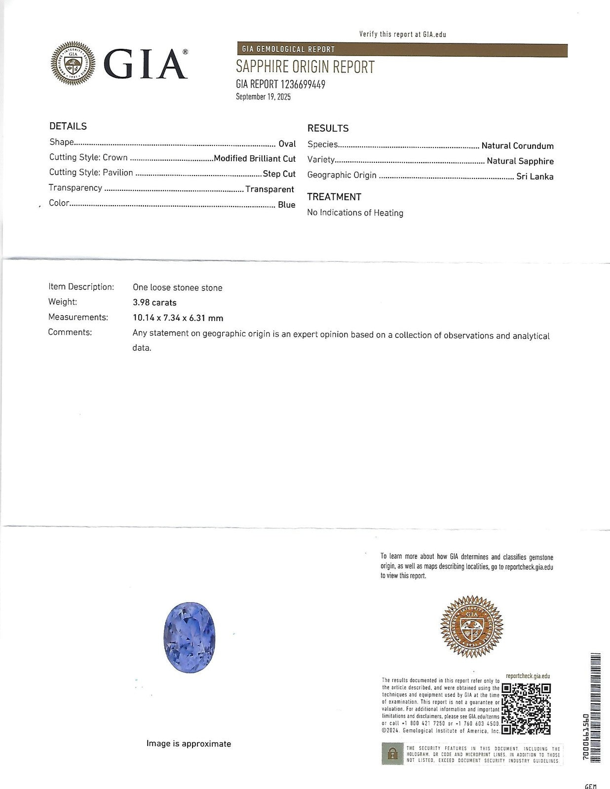 3.98ct Oval Ceylon Sapphire & Diamond Ring — GIA Certified, Platinum