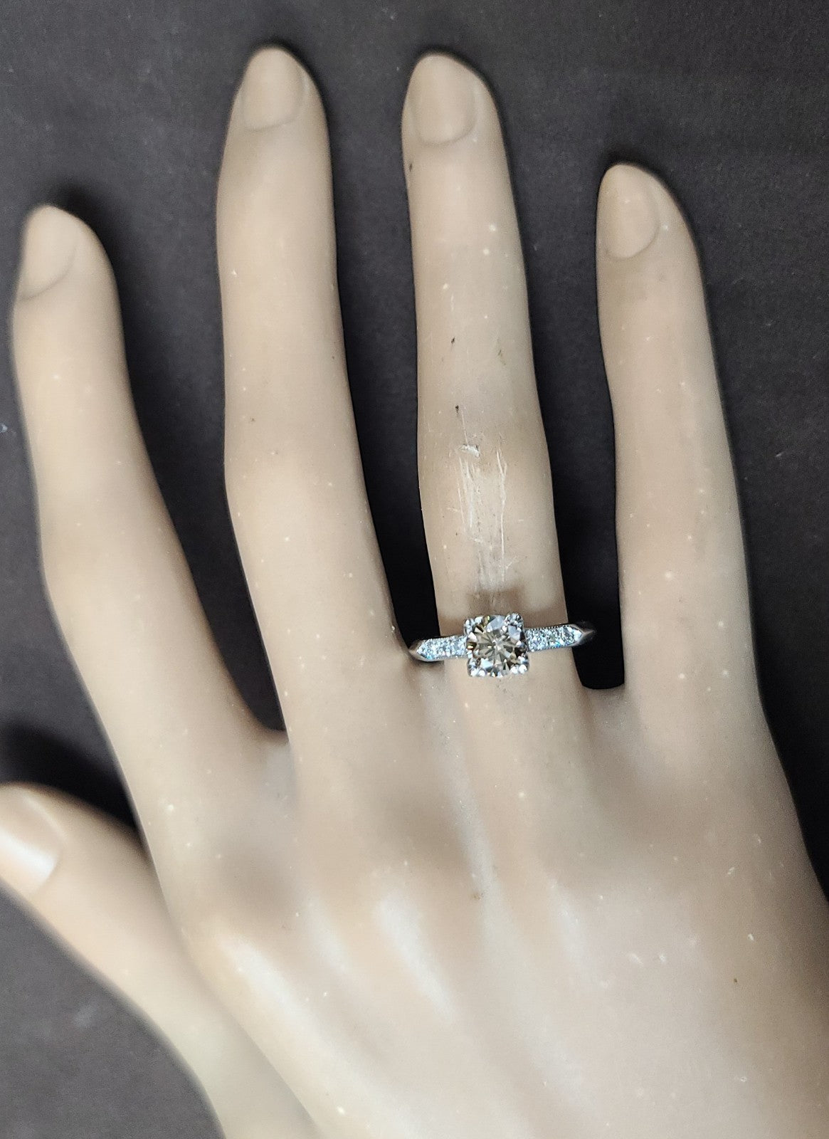 0.71ct Round Brilliant Champagne Diamond Vintage Ring — GIA Certified, Platinum
