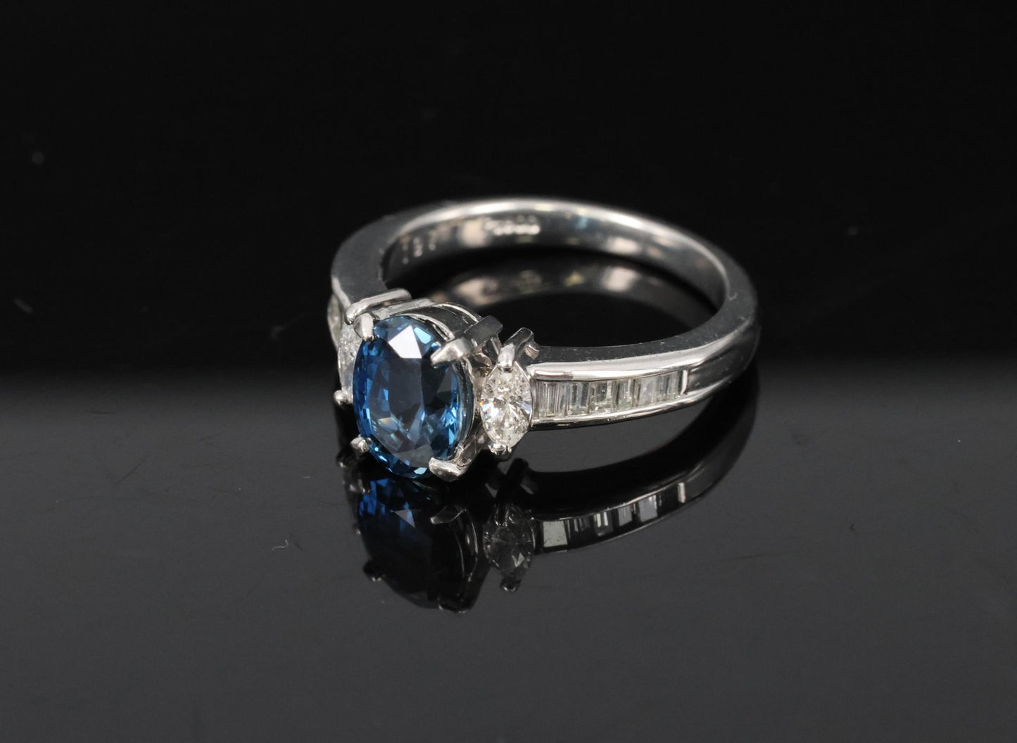 1.97ct Oval Blue Sapphire & Diamond Ring — GIA Certified, Platinum