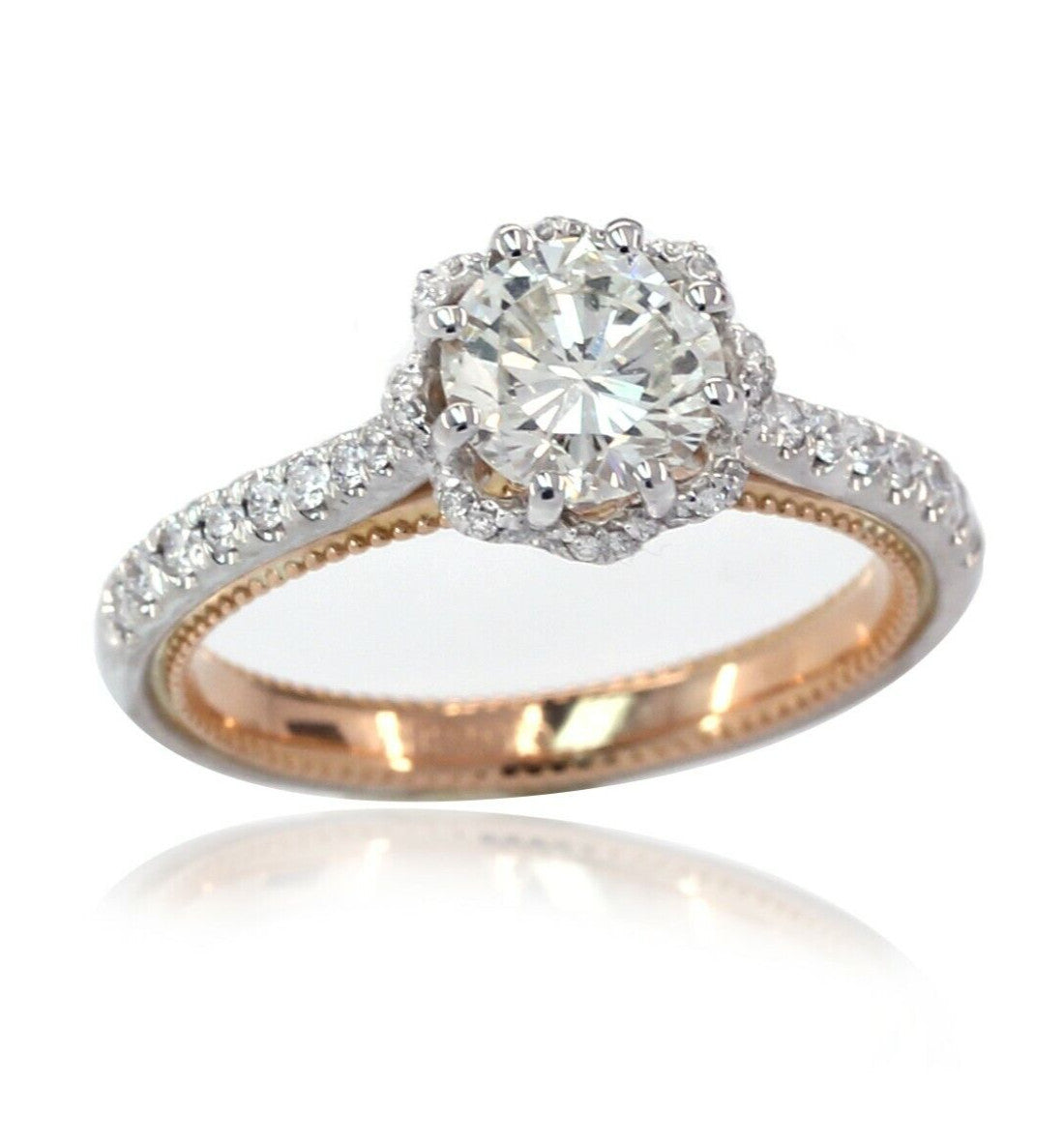 1.43ct Round Brilliant Diamond Engagement Ring — GIA Certified, 18K Rose & White Gold