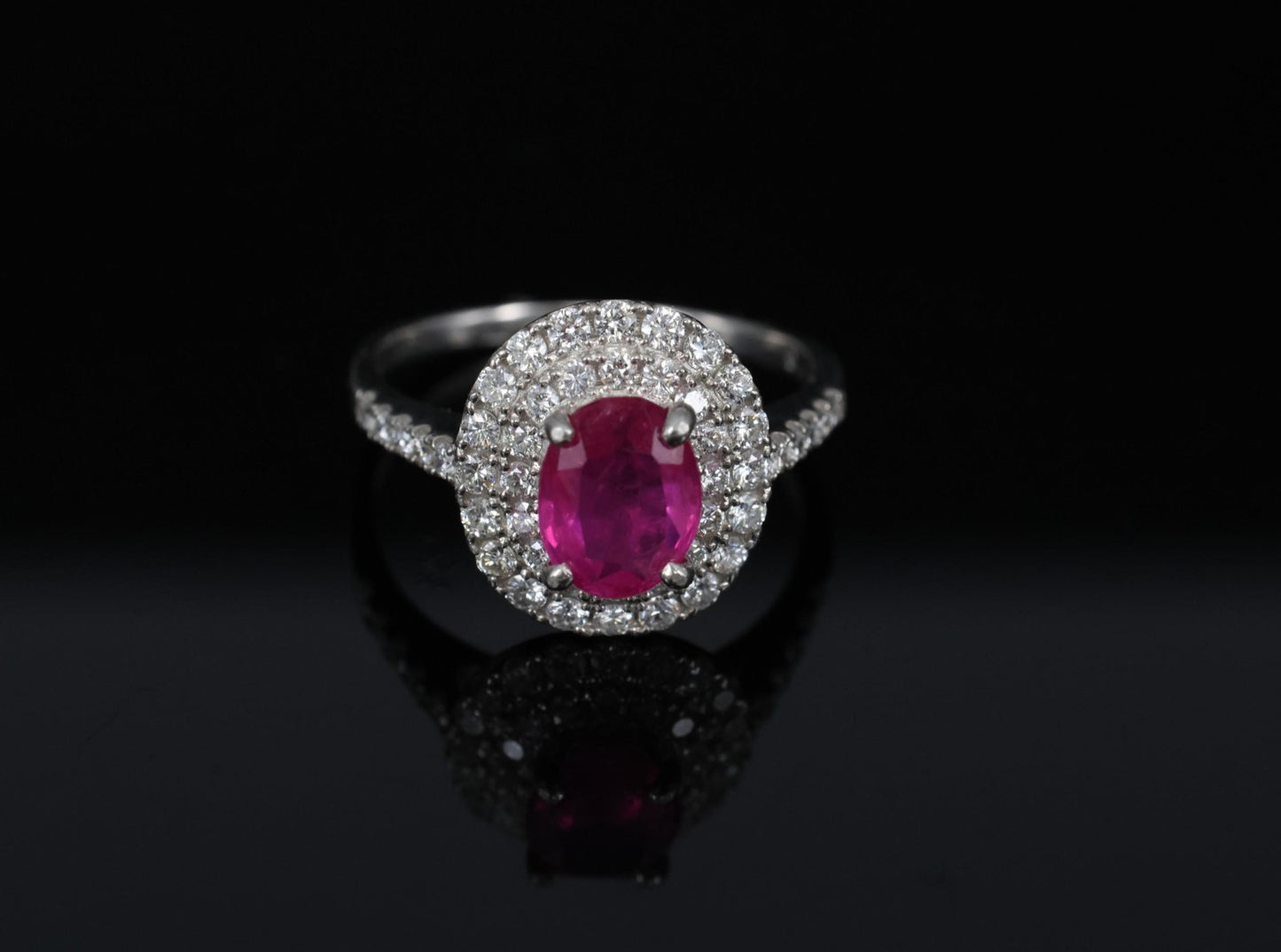 1.45ct Oval Burma Ruby 0.55ct Diamond Halo Ring — GIA Certified, Platinum