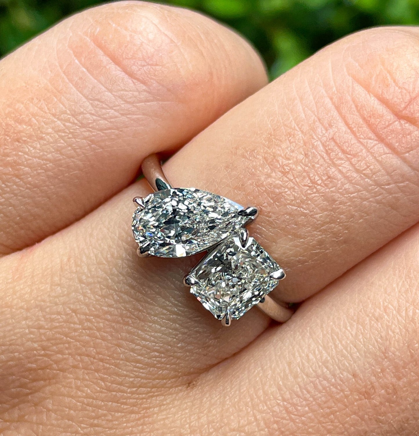 2.19ct Pear & Radiant Diamond Two-Stone Ring — GIA Certified, Platinum