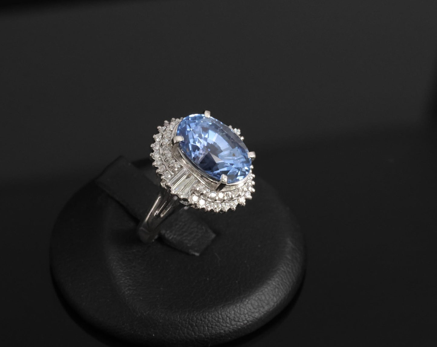 7.43ct Oval Ceylon Blue Sapphire Diamond Halo Ring — GIA Certified, Platinum