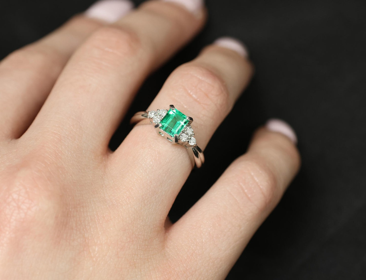 0.81ct Emerald Cut Colombian Emerald & Diamond Ring — GIA Certified, Platinum