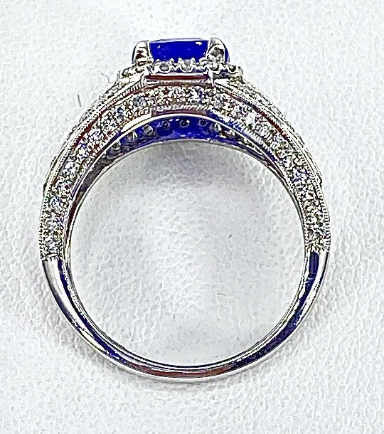 4.06ct Oval Diamond Sapphire Halo Ring — GIA Certified, 14k White Gold