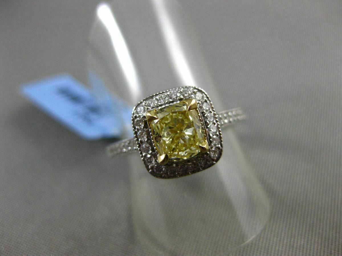 1.06ct Fancy Yellow Diamond Halo Engagement Ring — GIA Certified, 18k White Gold