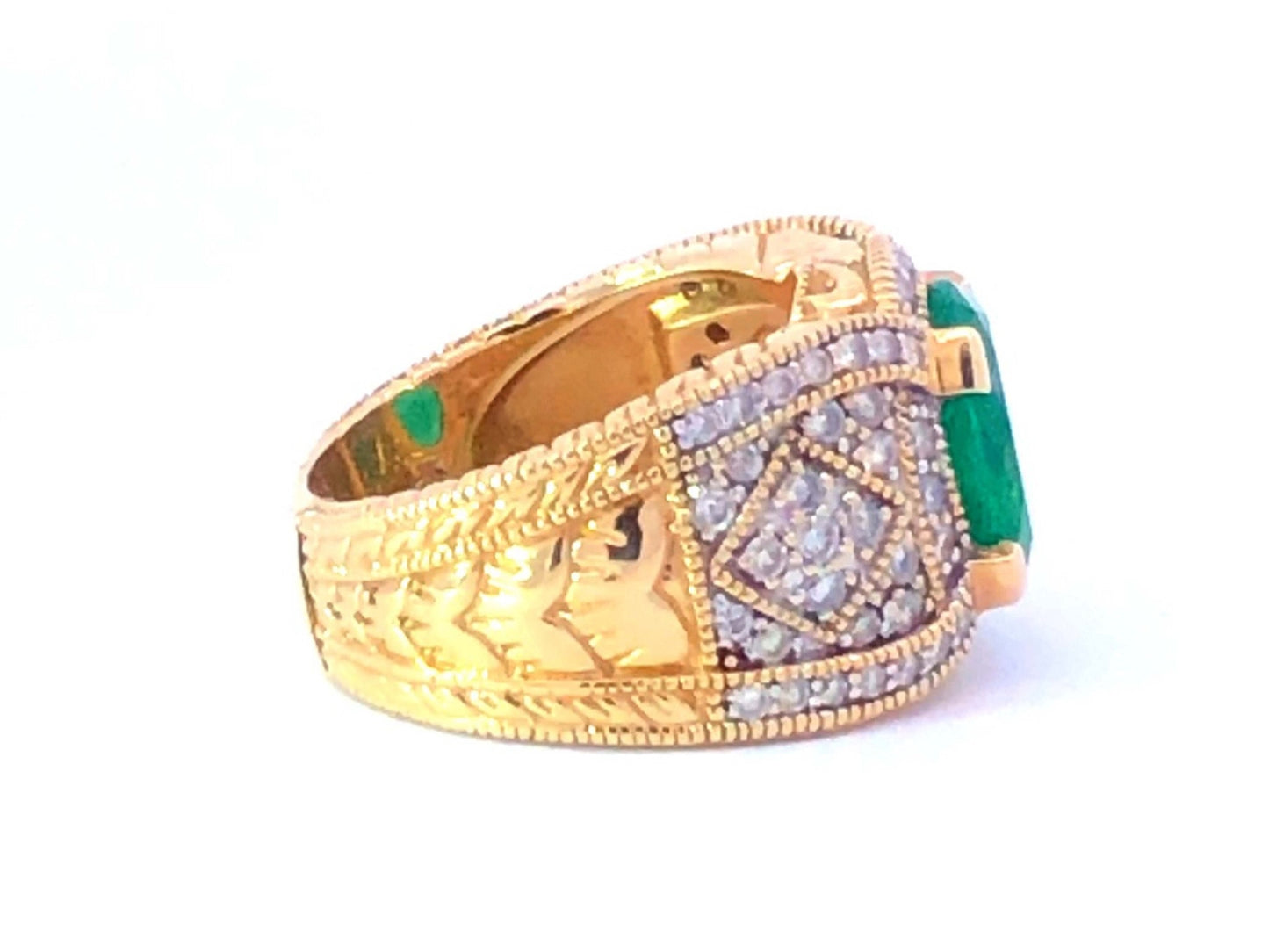 2.65ct Oval Colombian Emerald & Diamond Halo Ring — GIA Certified, 14k Yellow Gold
