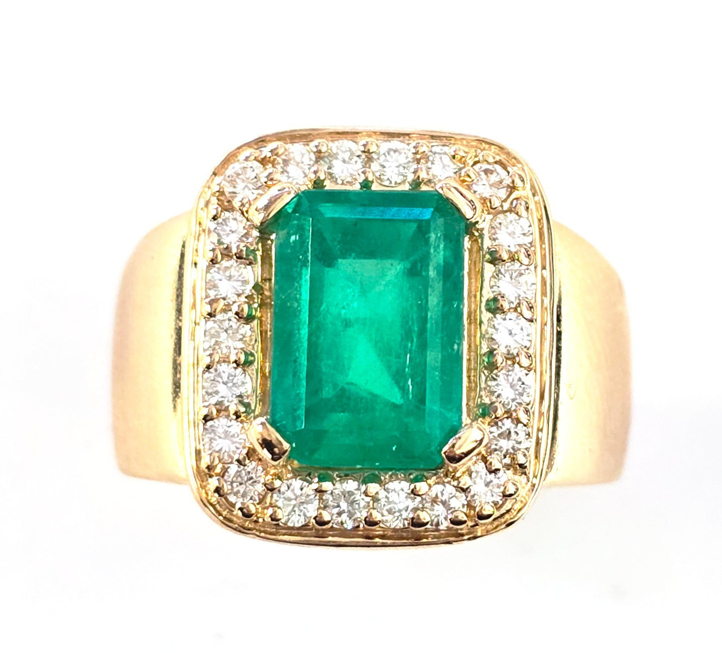 3.09ct Emerald Cut Colombian Emerald & Diamond Ring — GIA Certified, 14k Yellow Gold