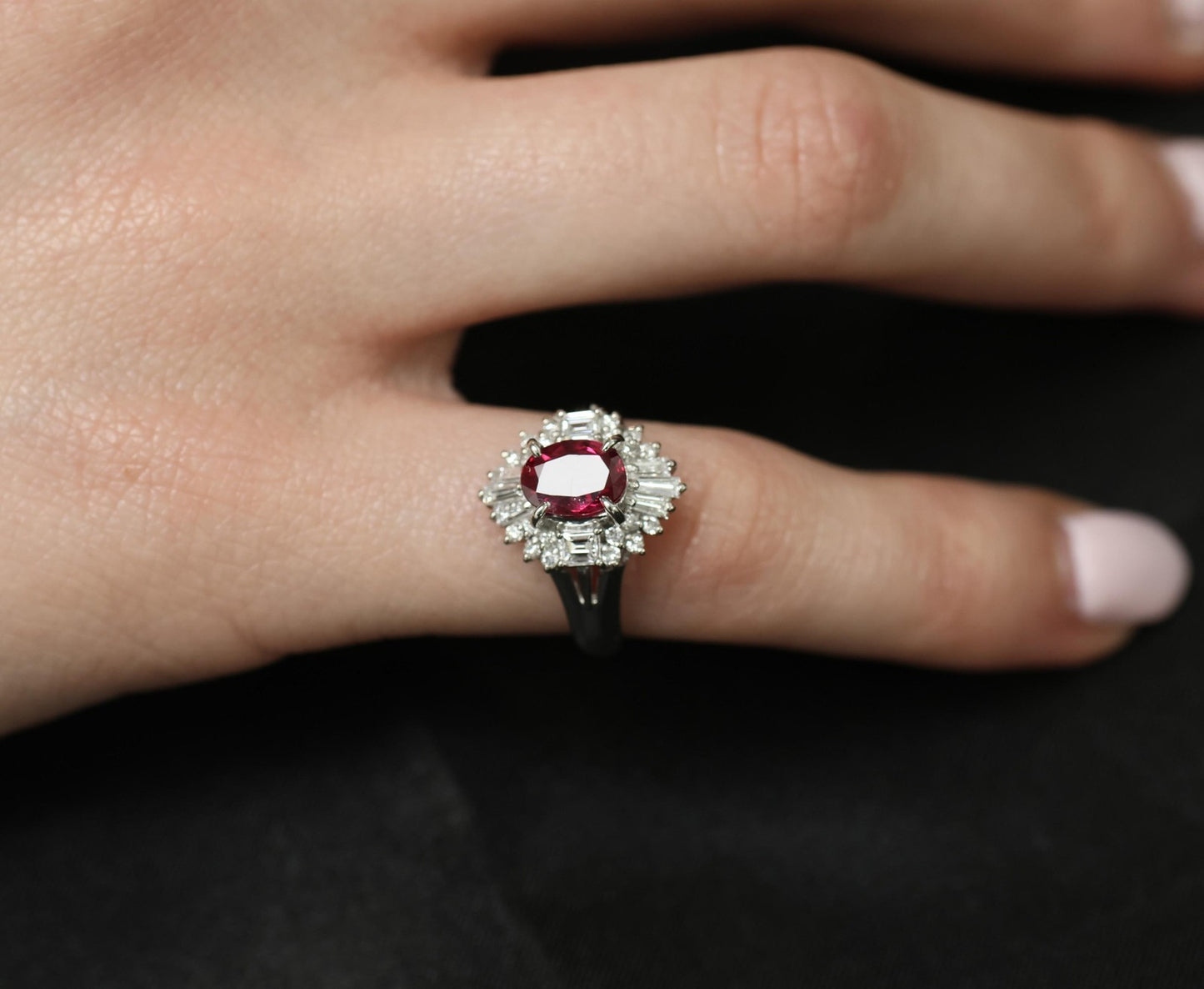 1.22ct Oval Ruby & 0.54ct Diamond Ring — GIA Certified, Platinum