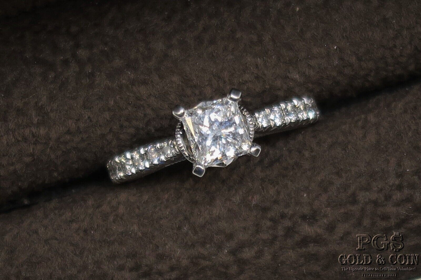 0.91ct Princess Cut Diamond Engagement Ring — GIA Certified, 14k White Gold
