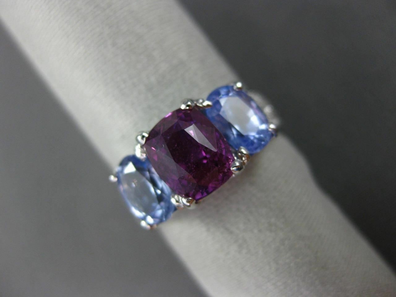 5.63ct Diamond & Sapphire Three Stone Ring — GIA Certified, 18k White Gold