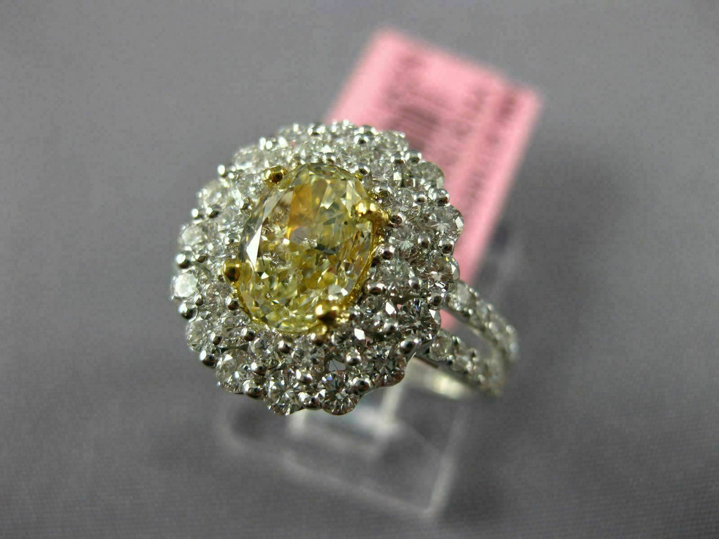 2.40ct Oval Diamond Halo Engagement Ring — GIA Certified, 18k Two-Tone Gold