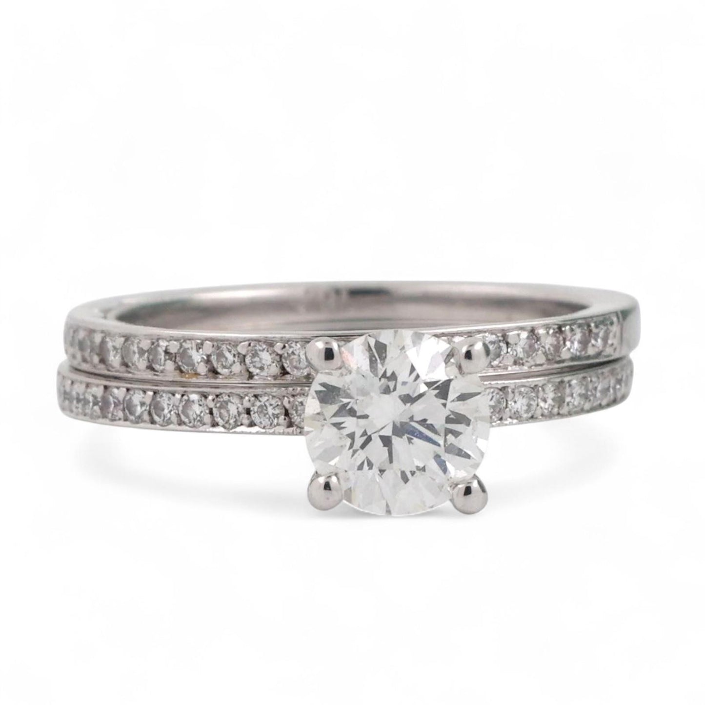 0.85ct Round Brilliant Diamond Wedding Ring Set — GIA Certified, 18k White Gold