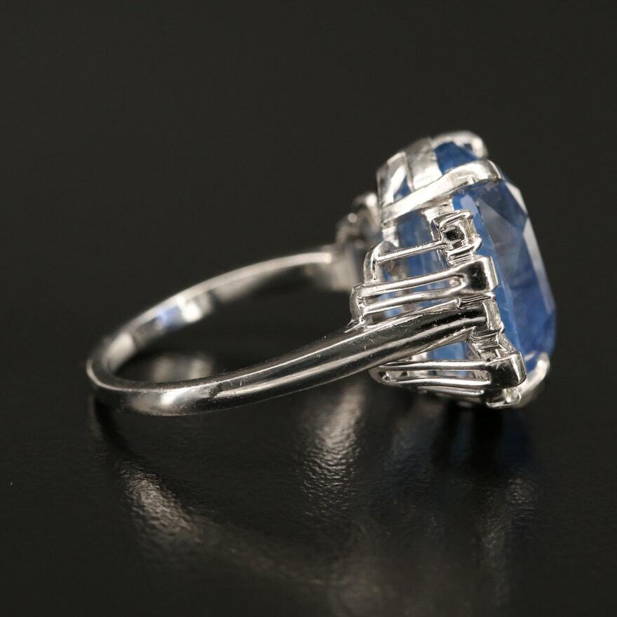 14.24ct Oval Natural Sapphire & Diamond Ring — GIA Certified, Platinum
