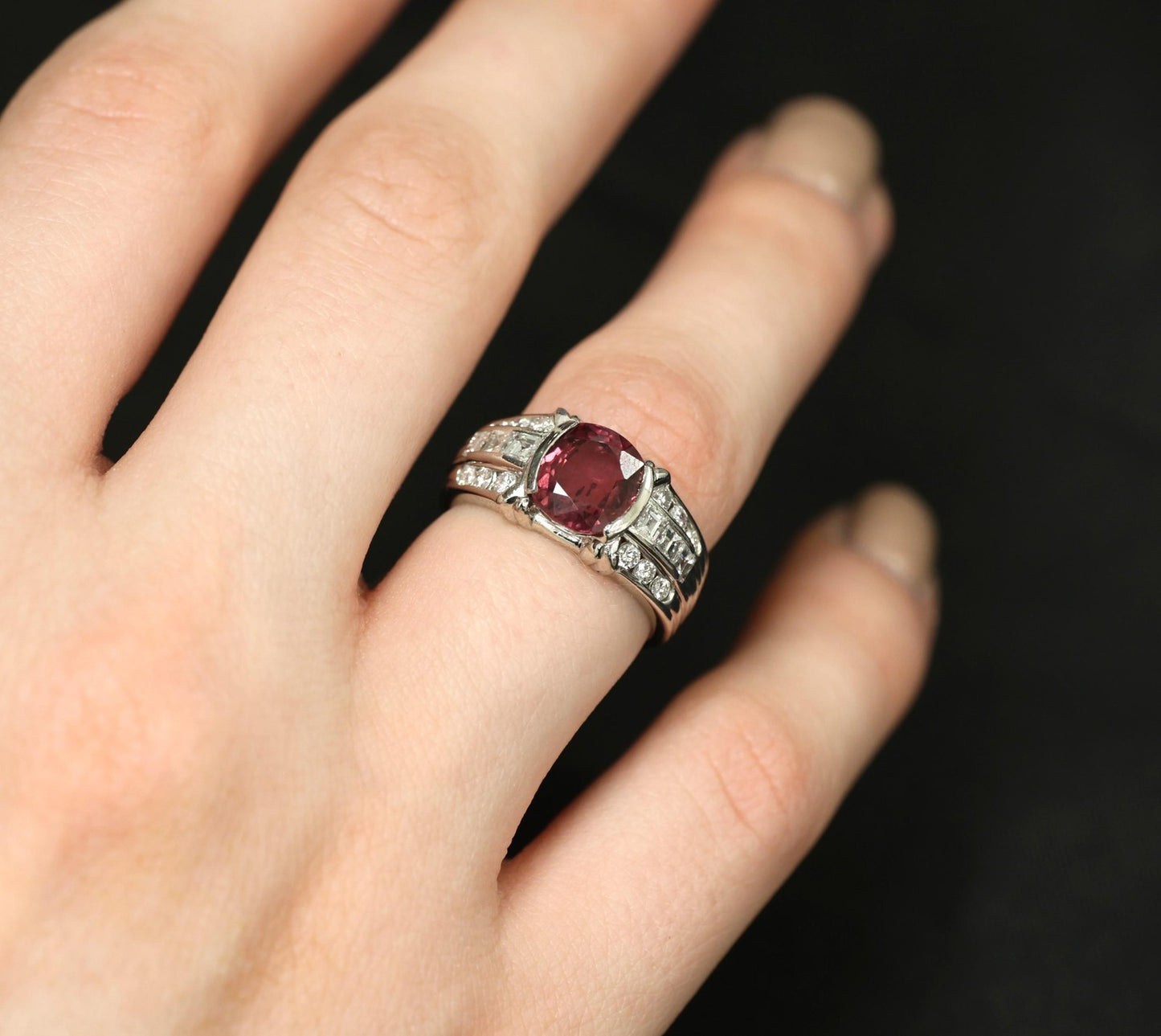 3.04ct Cushion Cut Ruby & Diamond Ring — GIA Certified, Platinum