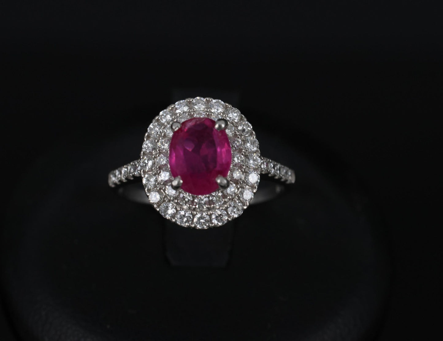 1.45ct Oval Burma Ruby 0.55ct Diamond Halo Ring — GIA Certified, Platinum