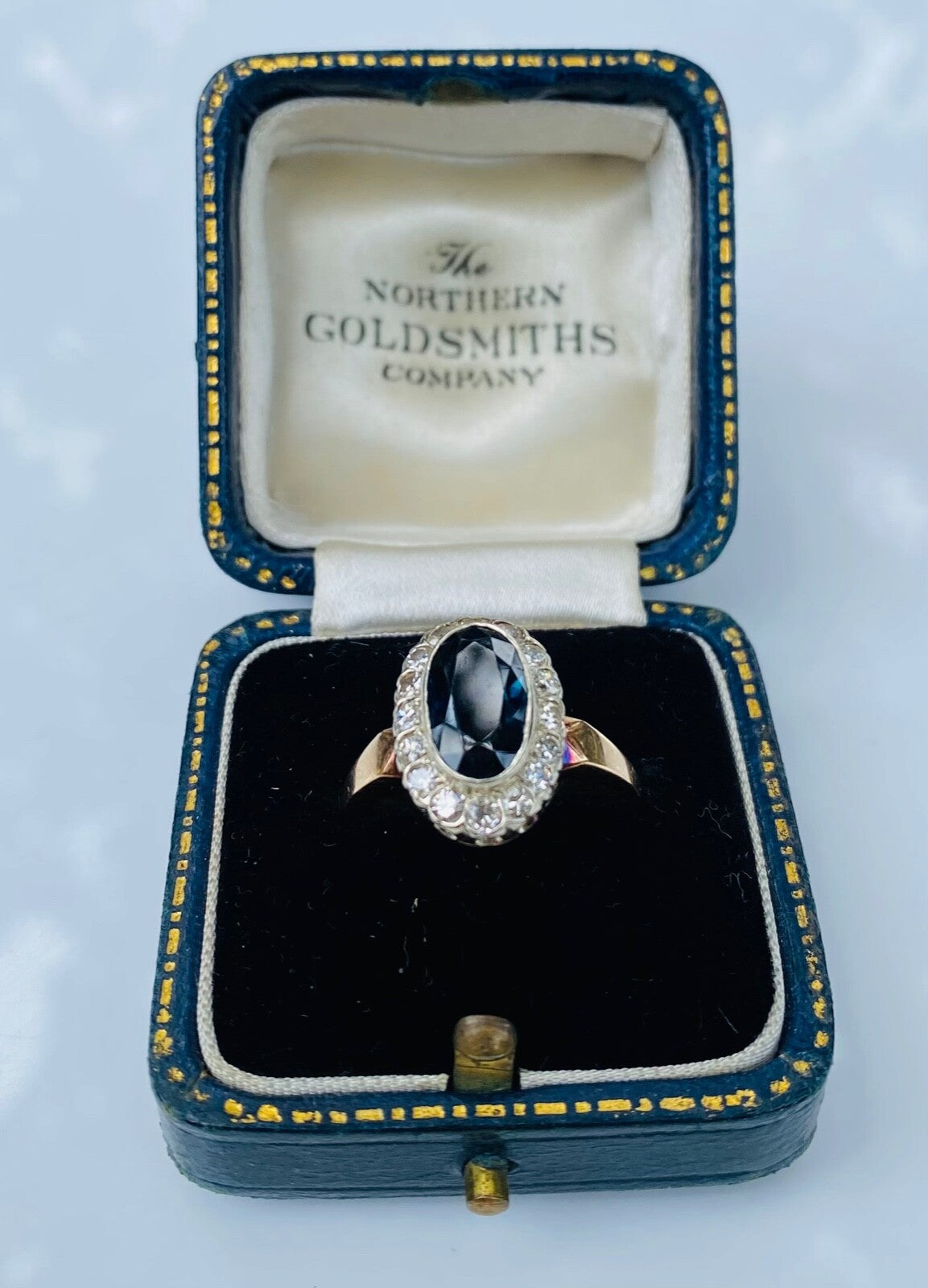 3.10ct Oval Sapphire Diamond Cluster Ring — GIA Certified, 14k White Gold