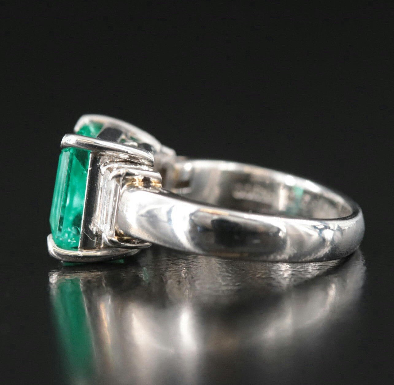 2.85ct Octagonal Emerald Diamond Engagement Ring — GIA Certified, Platinum