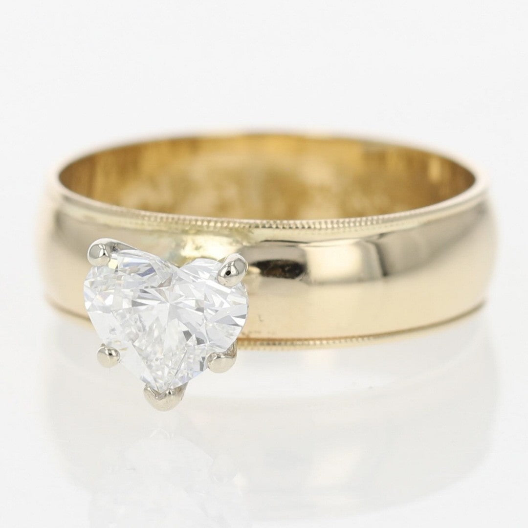 1.17ct Heart Brilliant Diamond Solitaire Ring — GIA Certified, 14k Yellow Gold