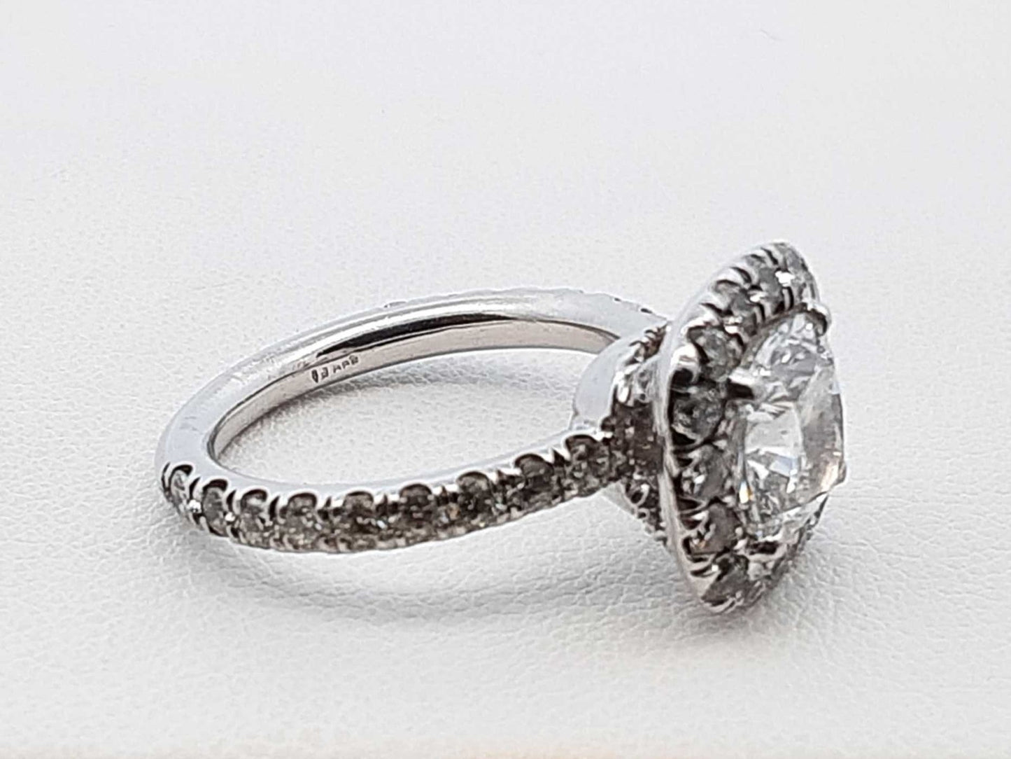 2.46ct Oval Diamond & Ruby Halo Engagement Ring — GIA Certified, 18k White Gold