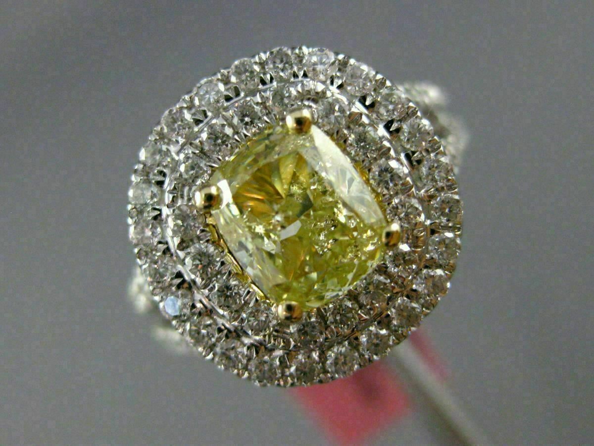 2.16ct Cushion Diamond Double Halo Engagement Ring — GIA Certified, 18k Two-Tone Gold