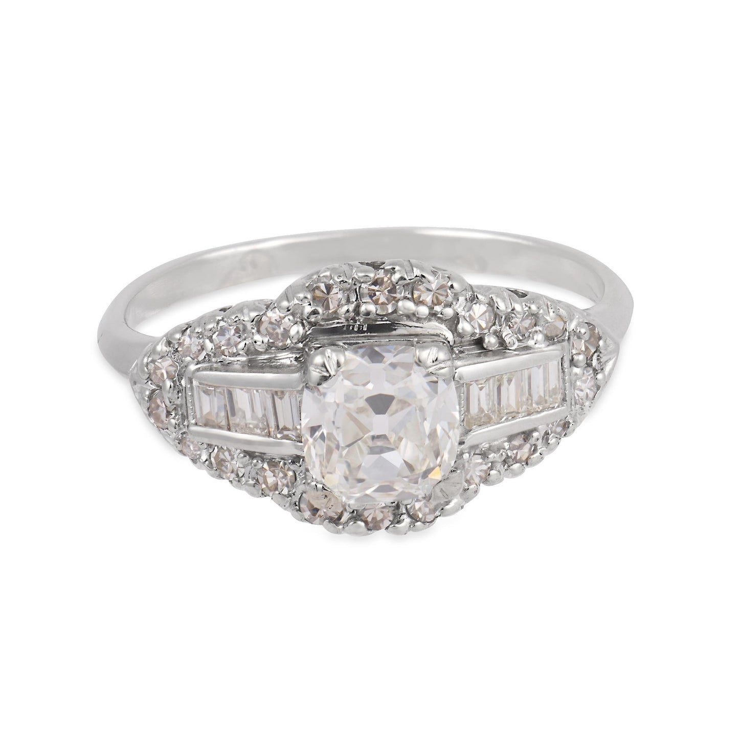 0.90ct Old Mine Cut Diamond Art Deco Ring — GIA Certified, Platinum