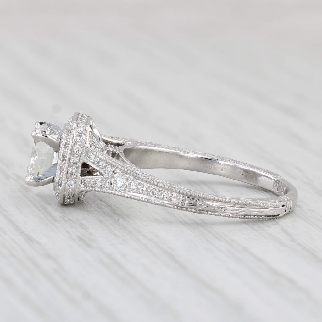 0.94ct Round Brilliant Diamond Halo Engagement Ring — GIA Certified, Platinum