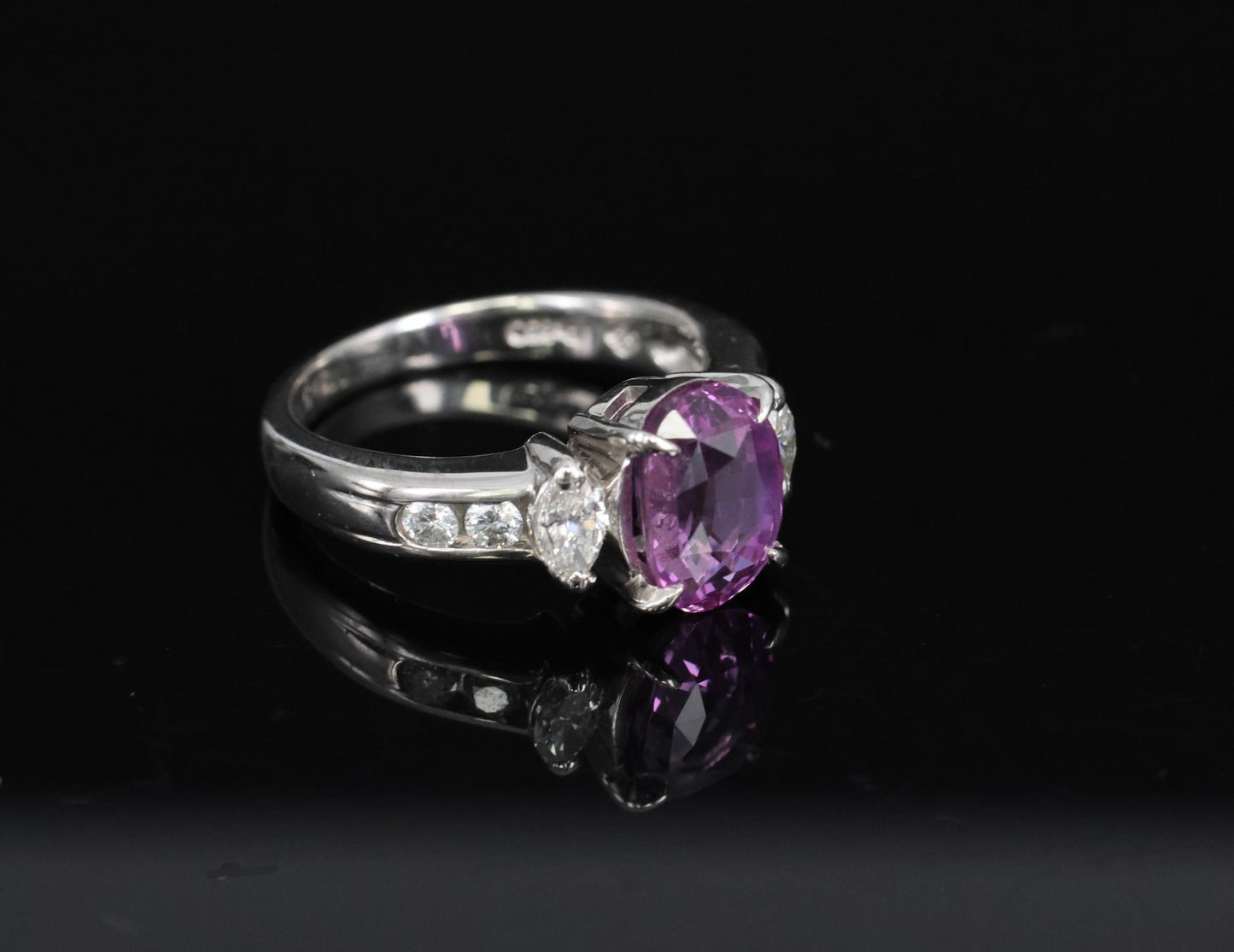 2.91ct Oval Pink Sapphire & Diamond Ring — GIA Certified, Platinum