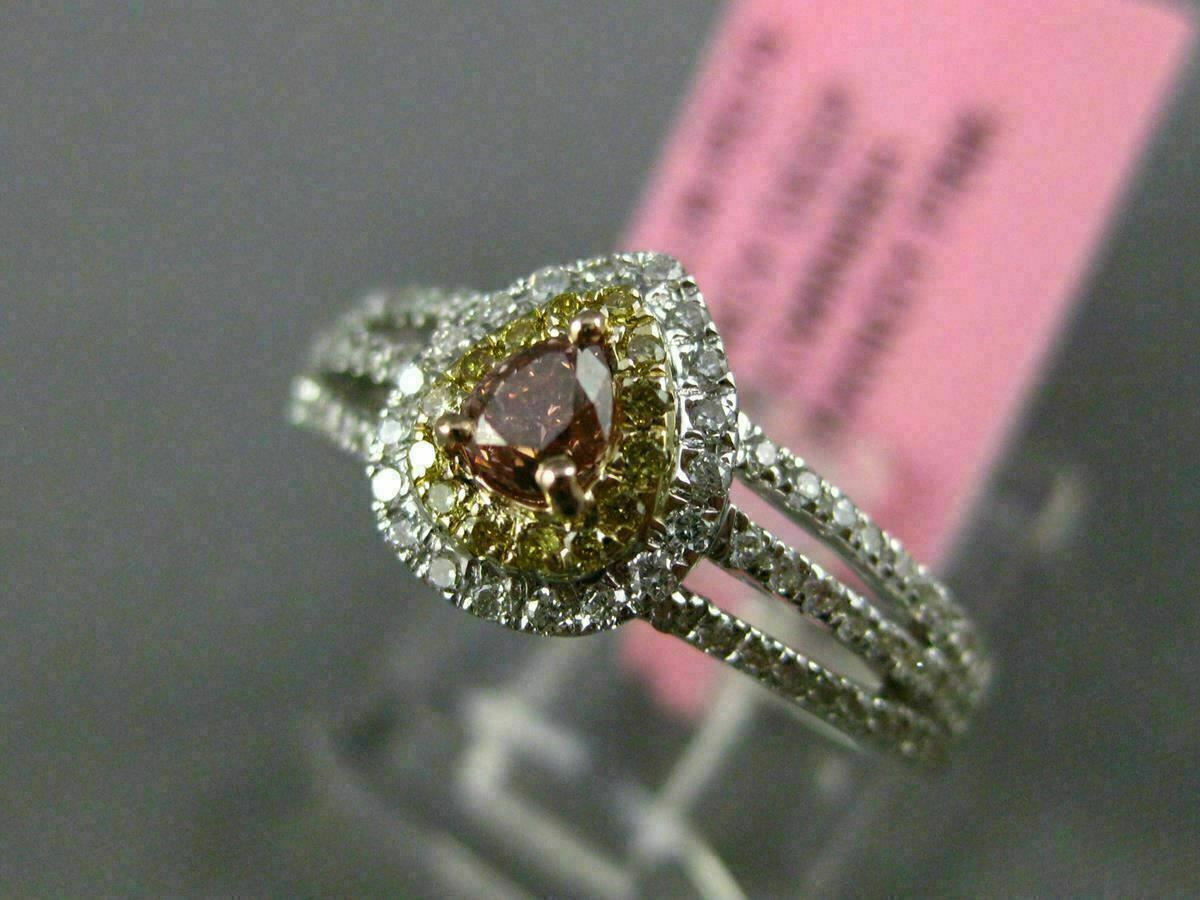0.59ct Pear Diamond Fancy Multi-Stone Halo Ring — GIA Certified, 18k Tri-Color Gold