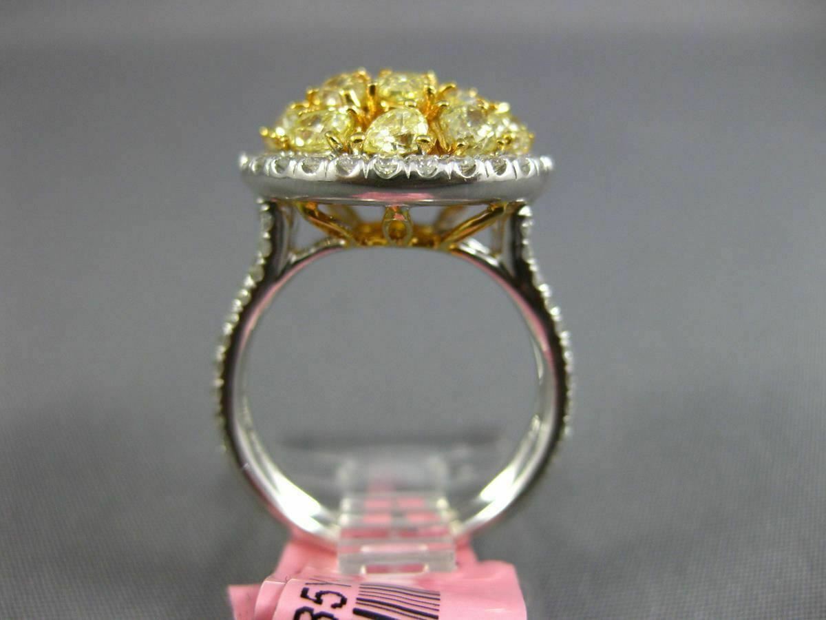 2.87ct Fancy Yellow & White Diamond 3D Cluster Ring — GIA Certified, 18k Two-Tone Gold