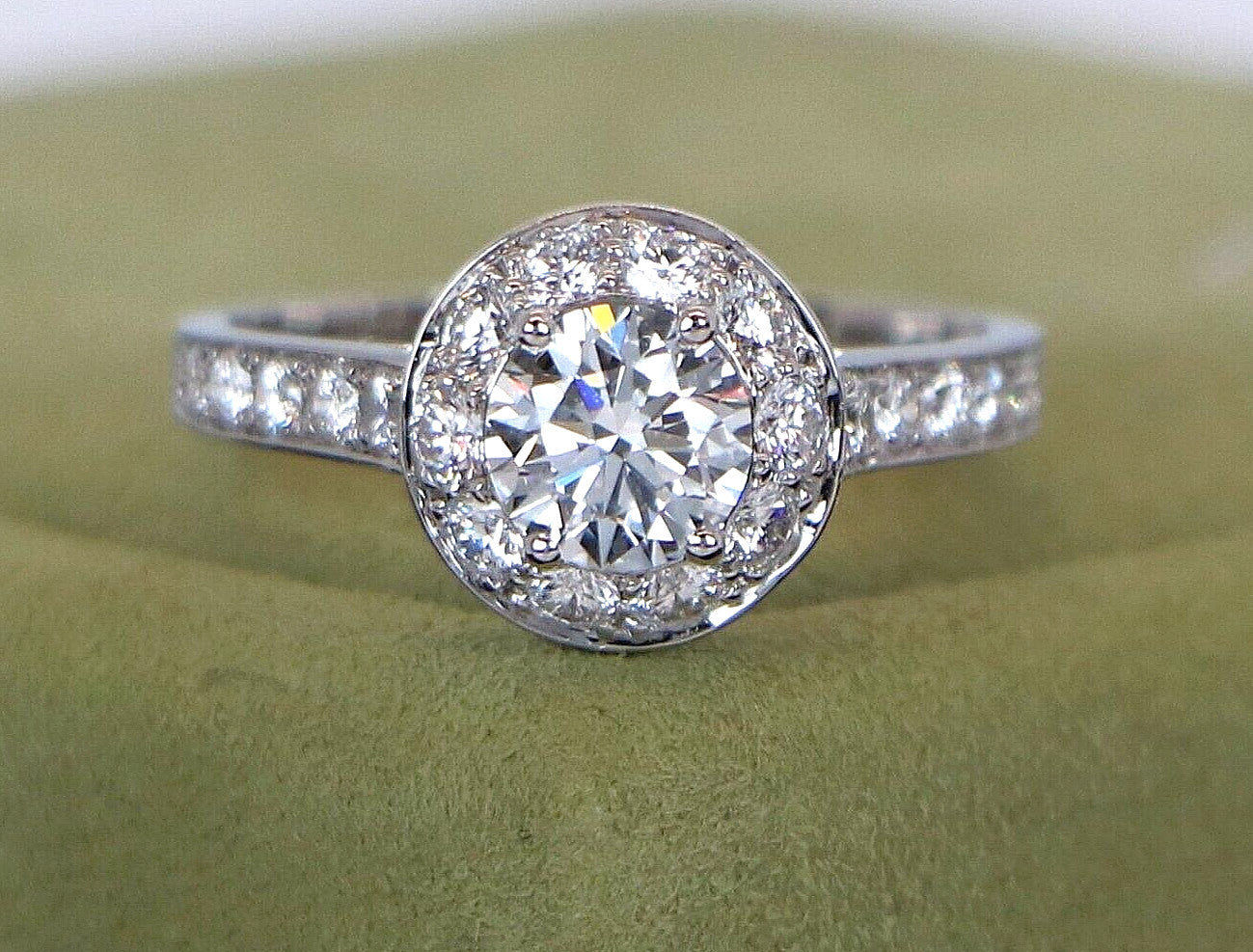 1.34ct Round Brilliant Diamond Halo Engagement Ring — GIA Certified, Platinum