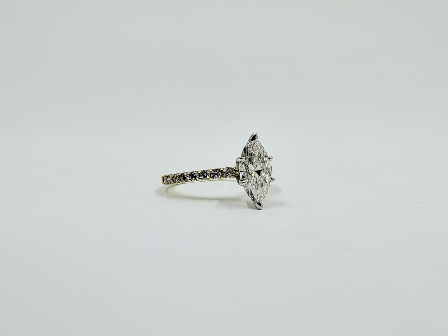 0.90ct Marquise Diamond Engagement Ring — GIA Certified, 14k Two-Tone Gold