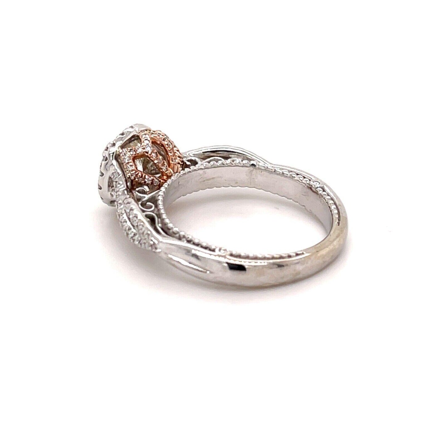1.14ct Round Brilliant Diamond Halo Ring — GIA Certified, 14k White & Rose Gold
