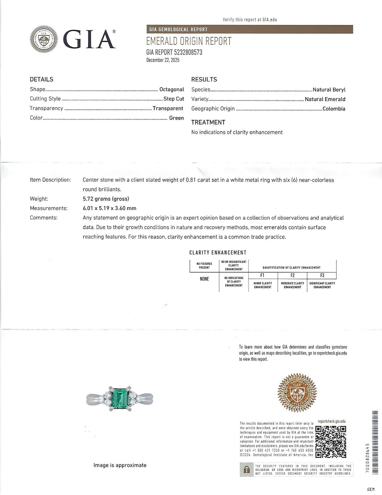 0.81ct Emerald Cut Colombian Emerald & Diamond Ring — GIA Certified, Platinum