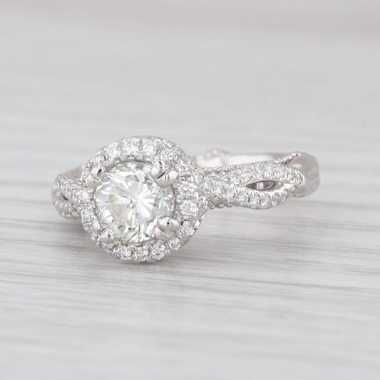 1.00ct Round Brilliant Diamond Halo Engagement Ring — GIA Certified, 14k White Gold
