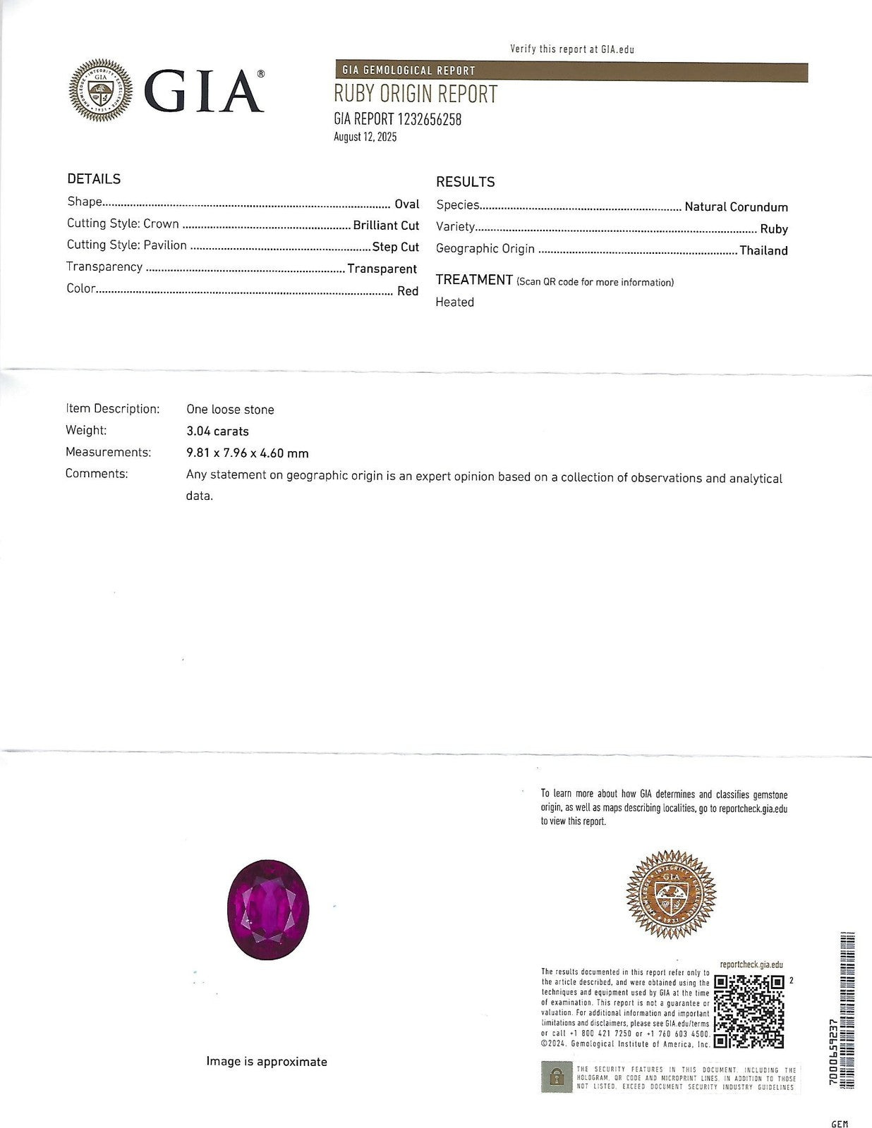 3.04ct Oval Ruby & 1.64ct Diamond Ring — GIA Certified, Platinum
