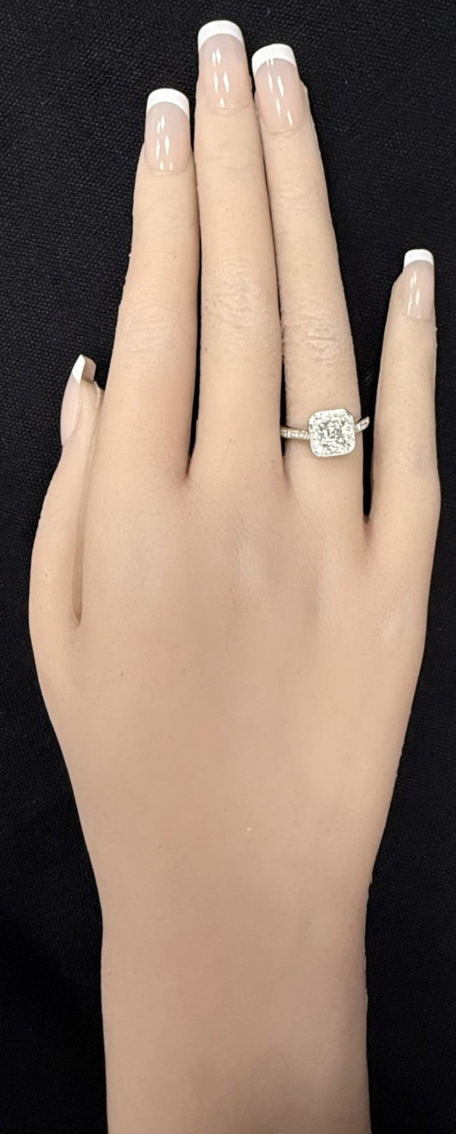 0.83ct Asscher Diamond Square Halo Statement Ring — GIA Certified, 14k White Gold