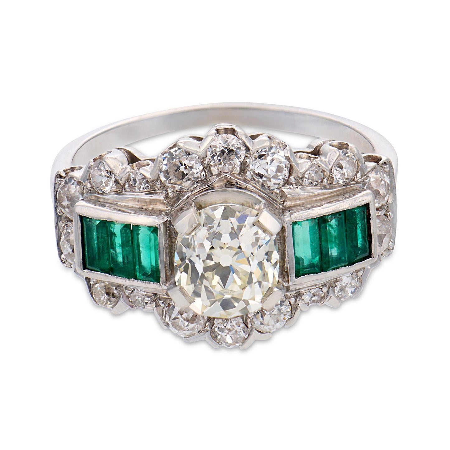 1.19ct Flame & Trapezoid Diamond Three Stone Ring — GIA Certified, 18k White Gold