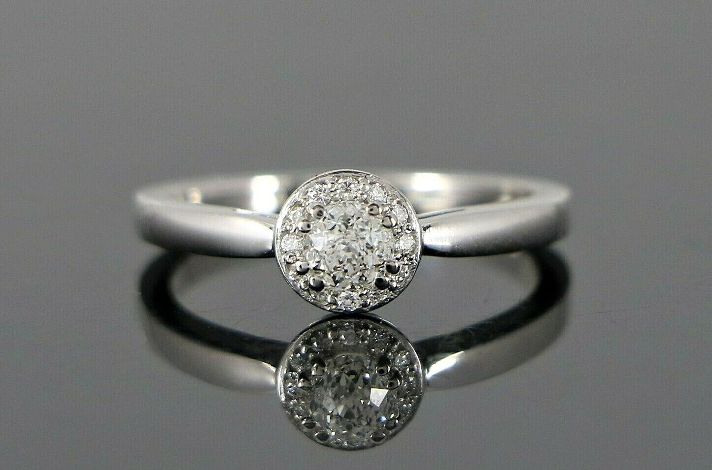 0.47ct Round Brilliant Diamond Halo Engagement Ring — GIA Certified, 14k White Gold