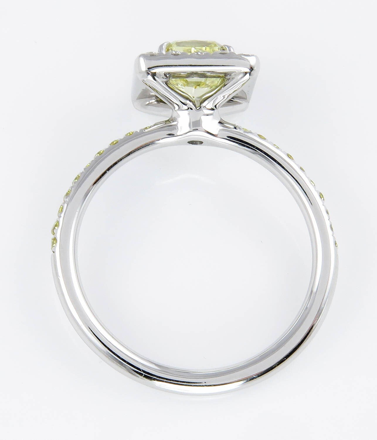 1.55ct Fancy Yellow Radiant Diamond Halo Engagement Ring — GIA Certified, Platinum